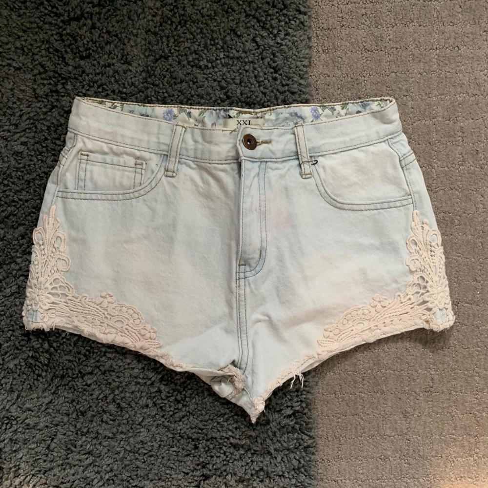 High-Waisted Light Wash Jean Shorts
